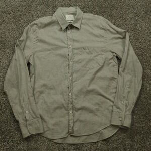 Billy Reid Shirt Men's Large Slim Fit Button Up Gray Check‎ Made in Italy